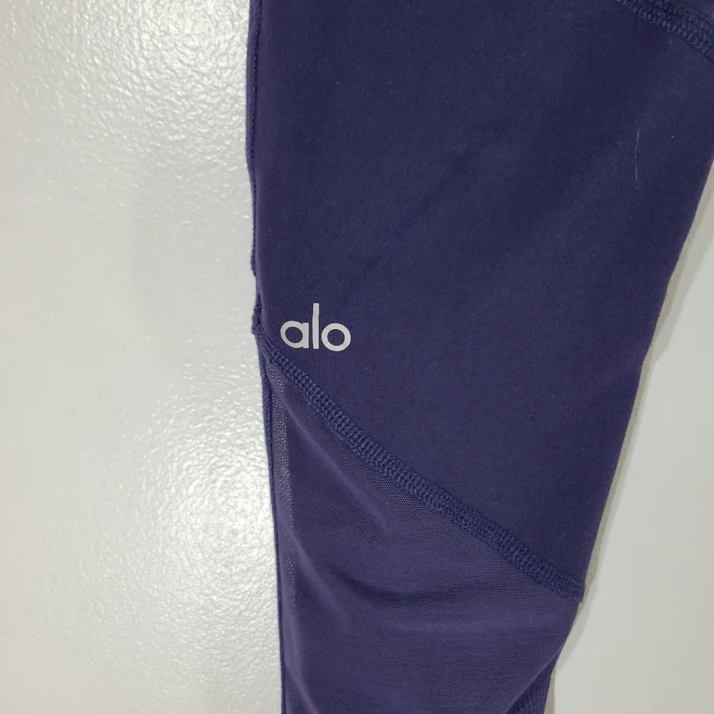 ALO Sheila indigo high waisted mesh inset yoga active work out leggings